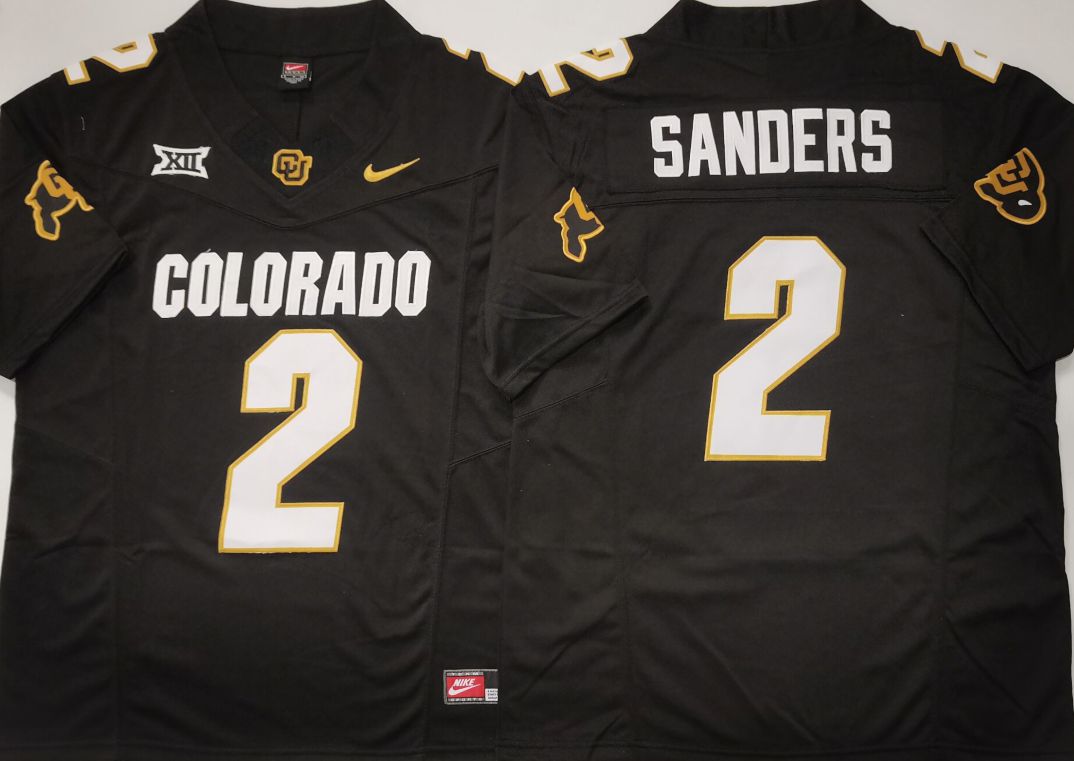 Men Colorado Buffaloes #2 Sanders Black 2025 Nike Limited NCAA Jersey style 3
